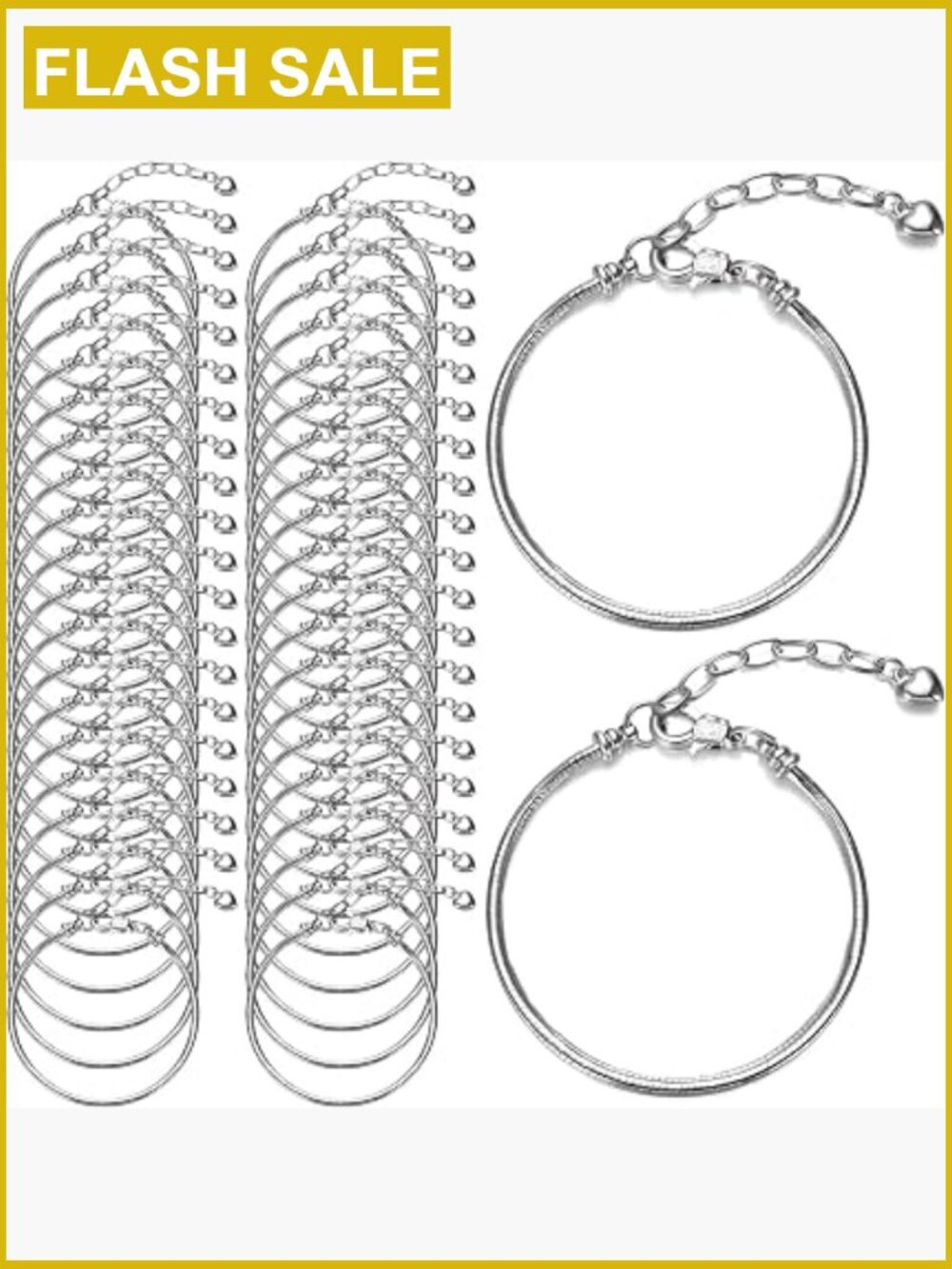 27 Pcs Snake Charm Bracelet Chain Adjustable Heart Extender DIY Jewelry Making